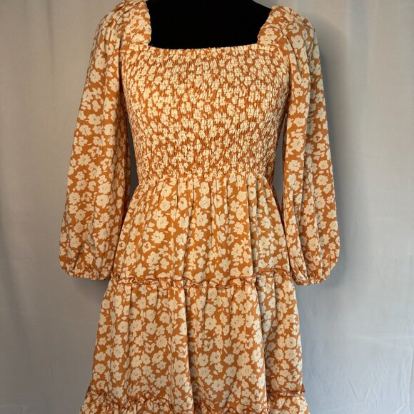 Pink Lily Dresses & Skirts - Pink Lily Orange Floral Dress Size Small Lined skirt cream flowers - Summer!-341
